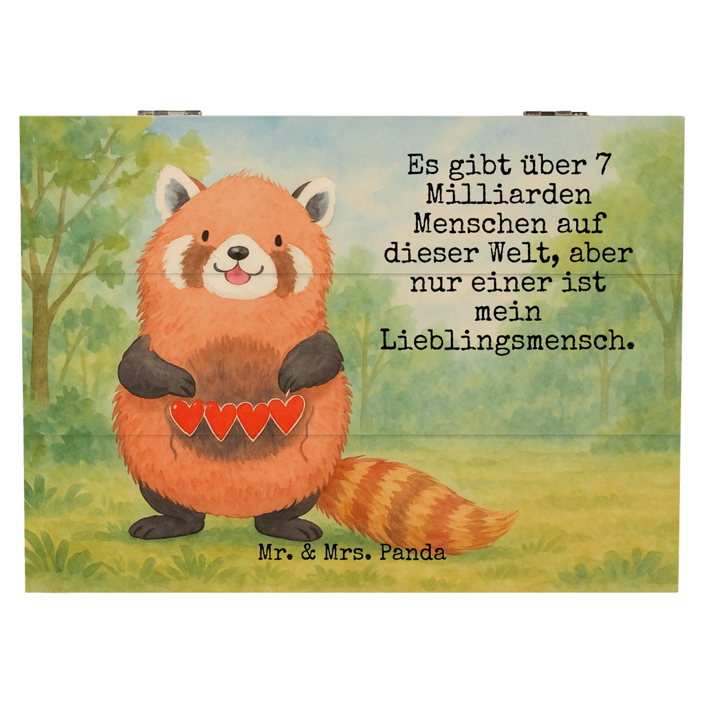 Holzkiste Roter Panda Design XXL, Geschenkbox, Erinnerungsbox, Holzkiste, Kiste, Truhe, Schatzkiste, Dekokiste, Aufbewahrungsbox, Erinnerungskiste, Schatulle, Geschenkdose, Tiermotive, Gute Laune, lustige Sprüche, Tiere, Panda, Liebe, Liebling, Herz, Rot, Lieblingsmensch