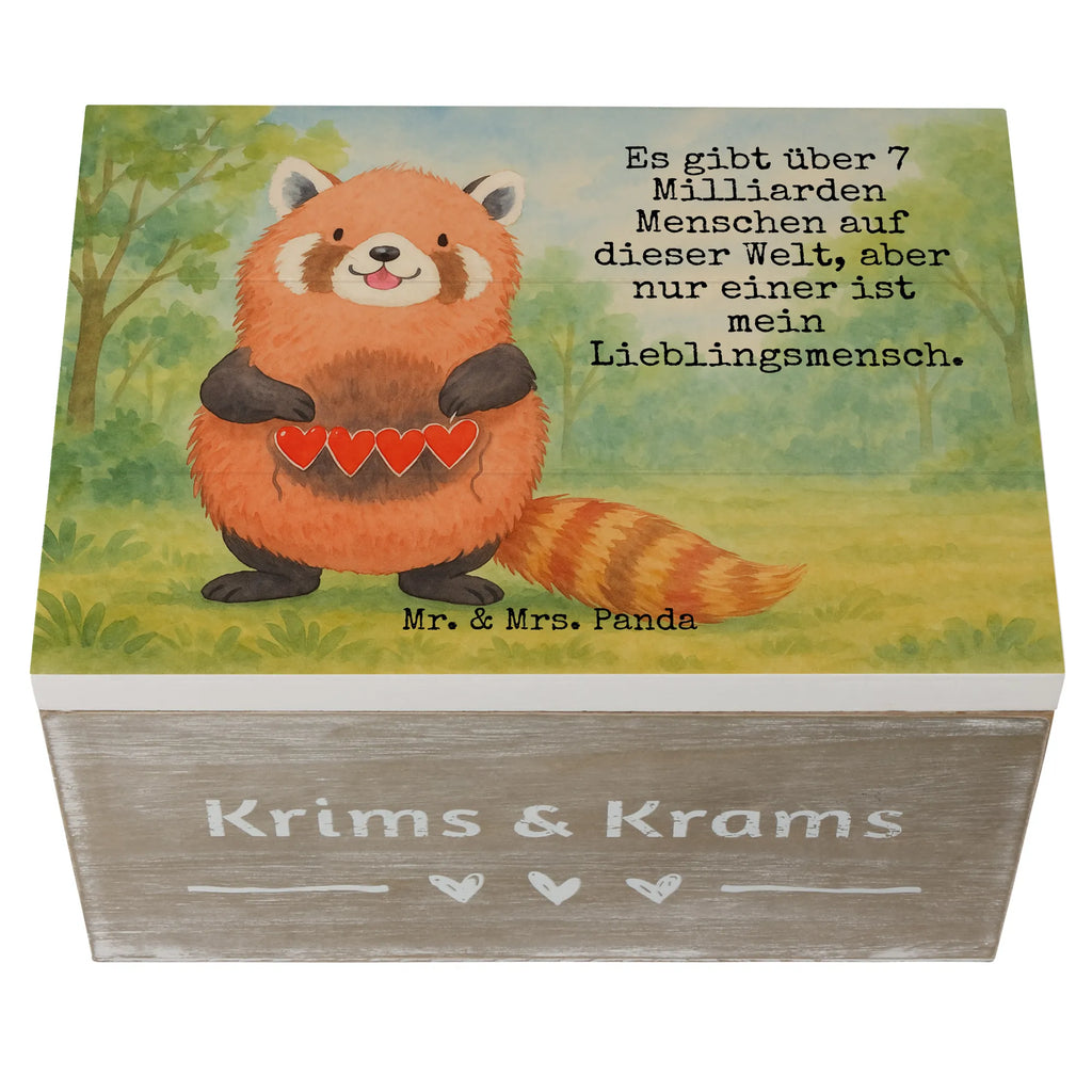 Holzkiste Roter Panda Design XXL, Geschenkbox, Erinnerungsbox, Holzkiste, Kiste, Truhe, Schatzkiste, Dekokiste, Aufbewahrungsbox, Erinnerungskiste, Schatulle, Geschenkdose, Tiermotive, Gute Laune, lustige Sprüche, Tiere, Panda, Liebe, Liebling, Herz, Rot, Lieblingsmensch