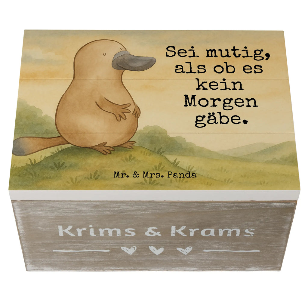 Holzkiste Schnabeltier Mut Design XXL, Geschenkdose, Erinnerungsbox, Geschenkbox, Aufbewahrungsbox, Kiste, Schatzkiste, Erinnerungskiste, Dekokiste, Schatulle, Truhe, Holzkiste, Meerestiere, Meer, Urlaub, Mut, Training, Raodtrip, Weltreise, Neustart, Motivation, Büro, mutig, Arbeit, Neuanfang, Schnabeltiere, Lebensweisheit, Schnabeltier