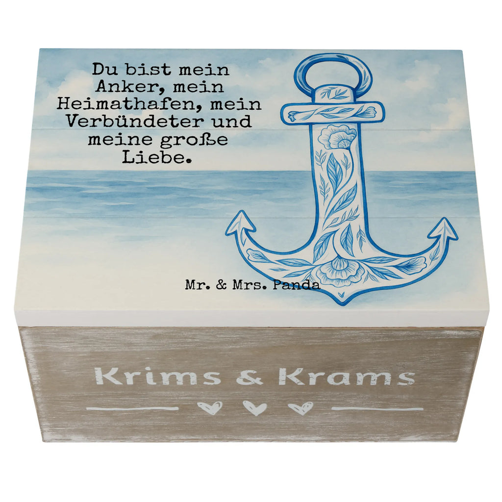 Wooden chest anchor Blue Design Aufbewahrungsbox, Schatzkiste, Erinnerungskiste, XXL, Kiste, Dekokiste, Geschenkdose, Schatulle, Erinnerungsbox, Truhe, Holzkiste, Geschenkbox, Tiermotive, Gute Laune, lustige Sprüche, Tiere