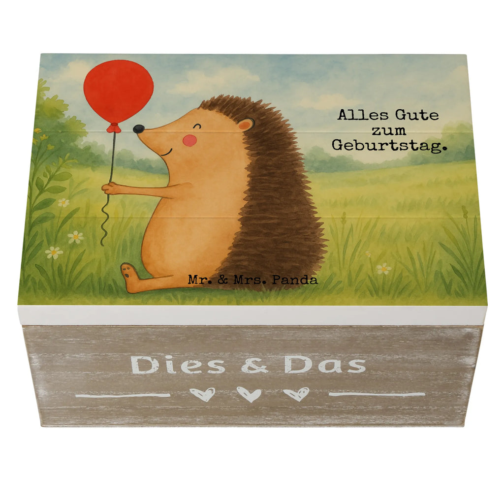 Holzkiste Igel Luftballon Design Dekokiste, Holzkiste, Kiste, Schatulle, Aufbewahrungsbox, Erinnerungsbox, XXL, Geschenkdose, Schatzkiste, Truhe, Erinnerungskiste, Geschenkbox, Tiermotive, Gute Laune, lustige Sprüche, Tiere, Igel, Glückwunsch, Herzlichen Glückwunsch, Ballon, Geburtstag, Geburtstagskind, Happy Birthday
