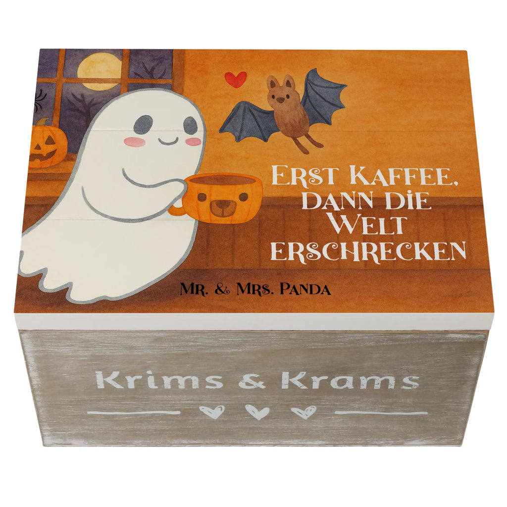 Skrzynia drewniana Duch kawa Design Erinnerungsbox, Aufbewahrungsbox, XXL, Holzkiste, Erinnerungskiste, Geschenkdose, Truhe, Dekokiste, Schatulle, Schatzkiste, Kiste, Geschenkbox, Halloween, Deko, Martinssingen, Dekoration, Geschenke, Schenken, Gespenst, Kaffee
