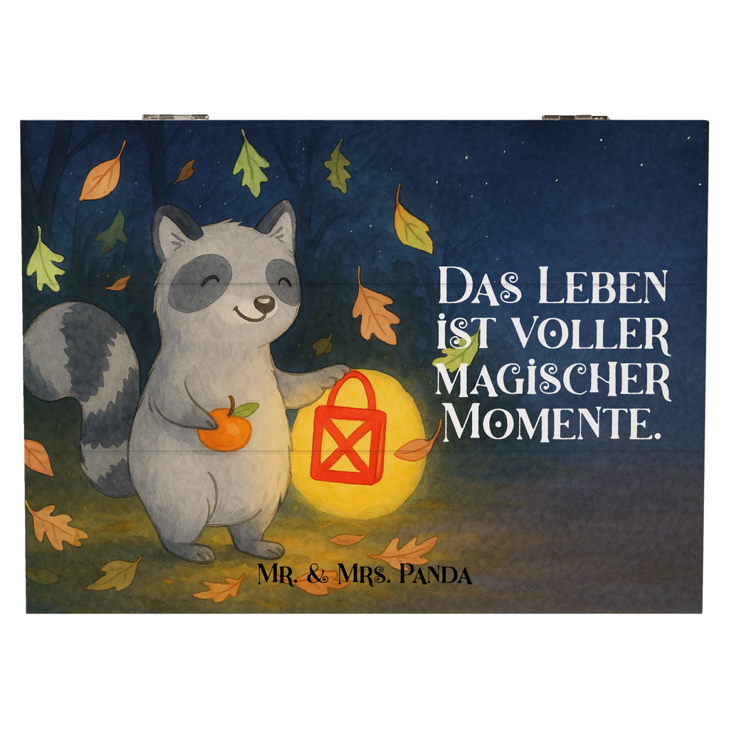 Wooden chest Raccoon Lantern Design Erinnerungskiste, Schatzkiste, Dekokiste, Holzkiste, Truhe, Erinnerungsbox, XXL, Kiste, Geschenkbox, Aufbewahrungsbox, Geschenkdose, Schatulle, Halloween, Deko, Martinssingen, Dekoration, Geschenke, Schenken, Laterne, Süßes sonst gibt's saures, Halloween Deko, Waschbär, Herbst, Trick or Treat