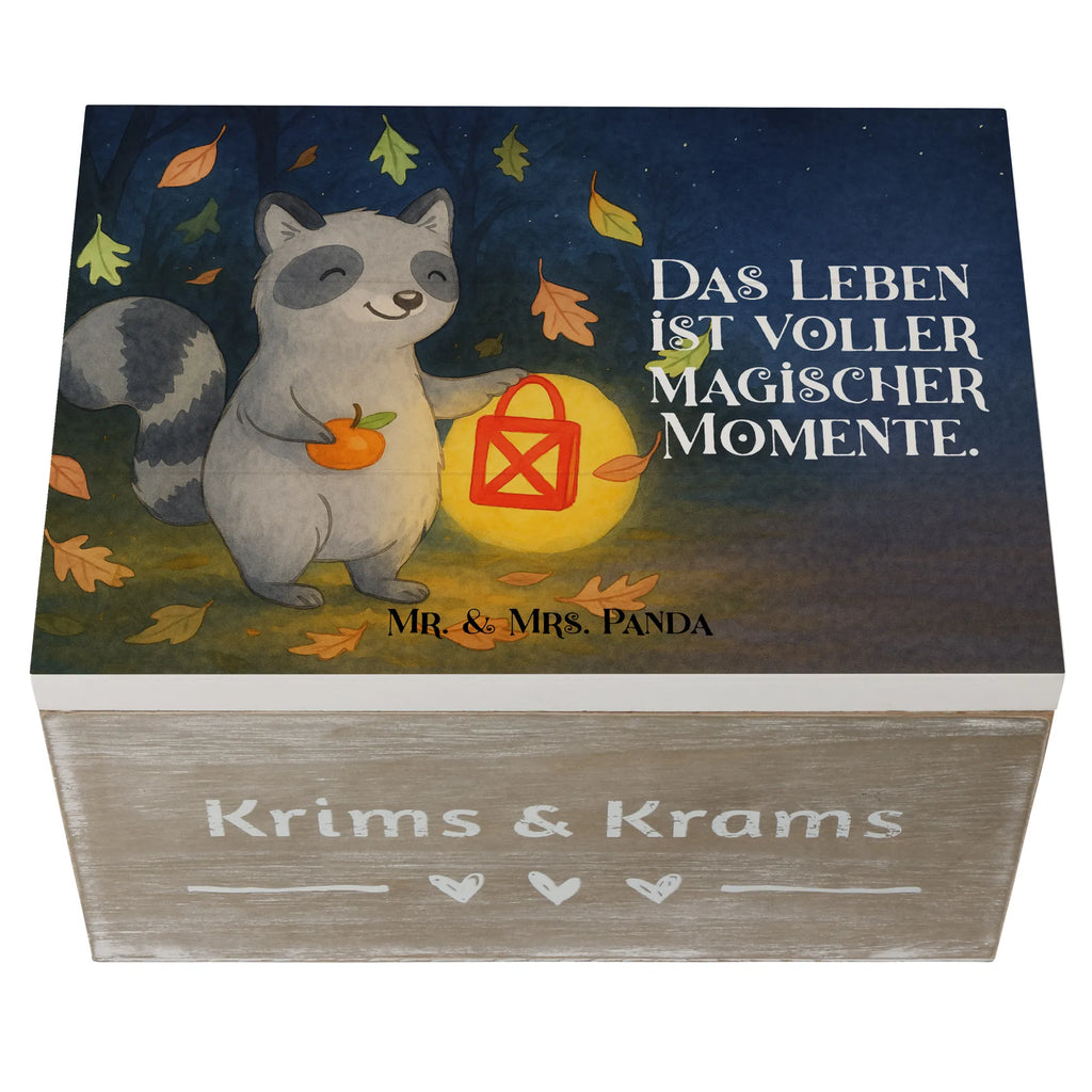 Wooden chest Raccoon Lantern Design Erinnerungskiste, Schatzkiste, Dekokiste, Holzkiste, Truhe, Erinnerungsbox, XXL, Kiste, Geschenkbox, Aufbewahrungsbox, Geschenkdose, Schatulle, Halloween, Deko, Martinssingen, Dekoration, Geschenke, Schenken, Laterne, Süßes sonst gibt's saures, Halloween Deko, Waschbär, Herbst, Trick or Treat