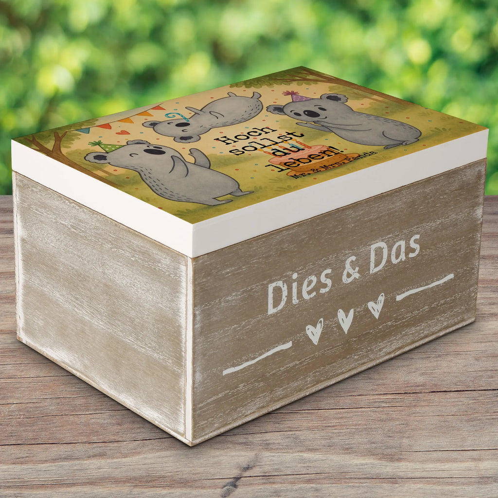 Wooden chest koalas Birthday Design Truhe, Erinnerungskiste, Erinnerungsbox, Geschenkbox, Aufbewahrungsbox, Kiste, Schatulle, Schatzkiste, XXL, Dekokiste, Holzkiste, Geschenkdose, Geburtstag, Geburtstagsgeschenk, Geschenk, Happy Birthday, Geburtstage, Koala, Geburtstagsfeier