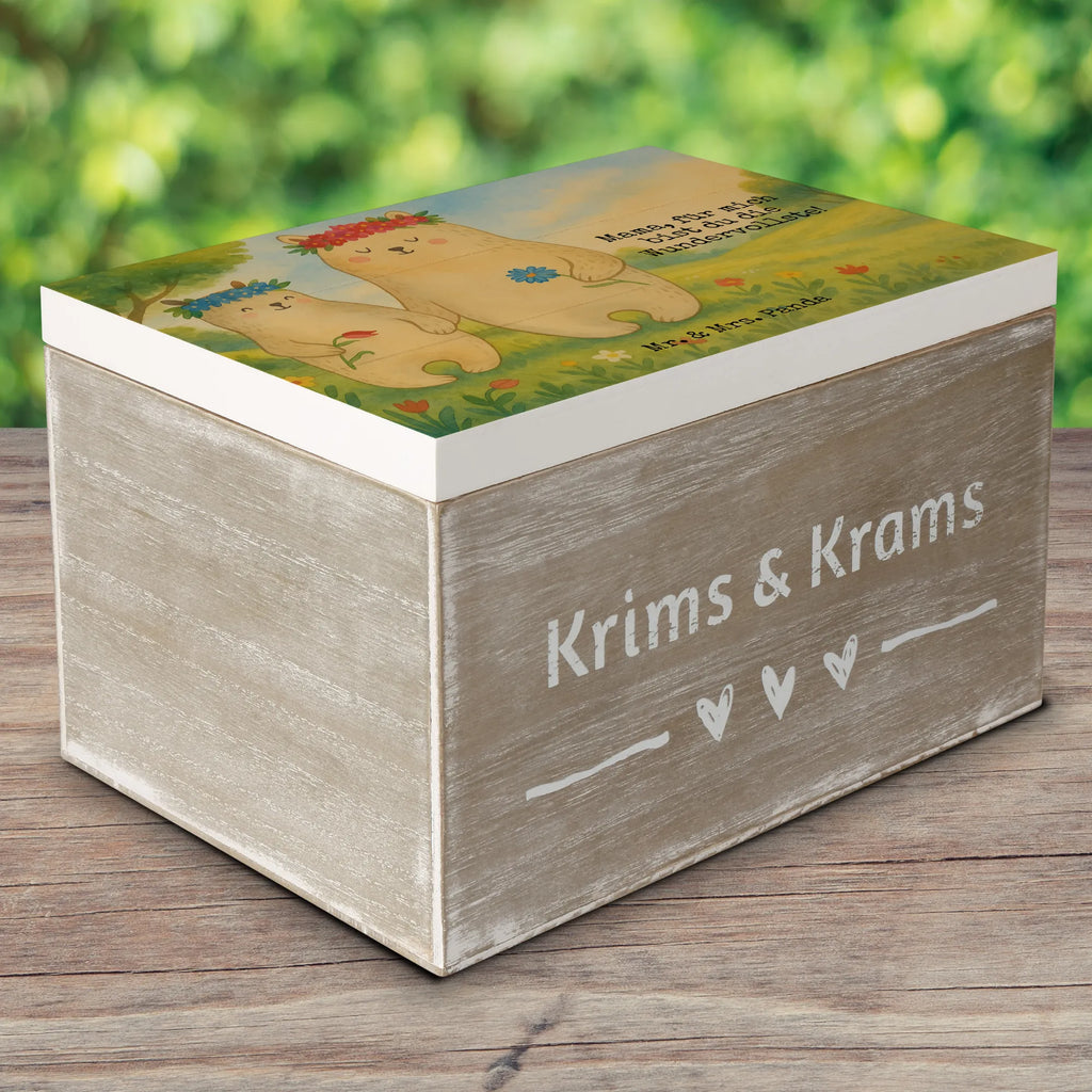 Holzkiste Bären mit Blumenkranz Design Aufbewahrungsbox, Schatzkiste, Schatulle, Geschenkbox, XXL, Holzkiste, Dekokiste, Erinnerungsbox, Erinnerungskiste, Kiste, Geschenkdose, Truhe, Familie, Vatertag, Muttertag, Bruder, Schwester, Mama, Papa, Oma, Opa, Mutter, Lieblingsmama, Lieblingsmensch, Vorbild, Geschenk Mama. Muttertag, weltbeste Mama, Family, Bären, beste Mutter, Tochter, Bär, Kinder, Töchter, Kind, Mami, Mutti