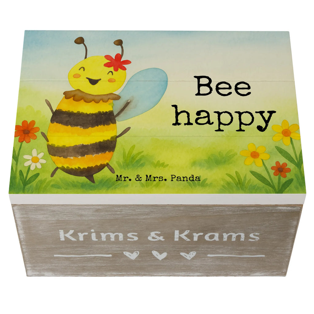 Wooden chest bee happy Design Truhe, Kiste, Schatzkiste, Aufbewahrungsbox, Erinnerungsbox, Schatulle, Dekokiste, Holzkiste, Geschenkdose, Erinnerungskiste, XXL, Geschenkbox, Biene, Wespe, Hummel