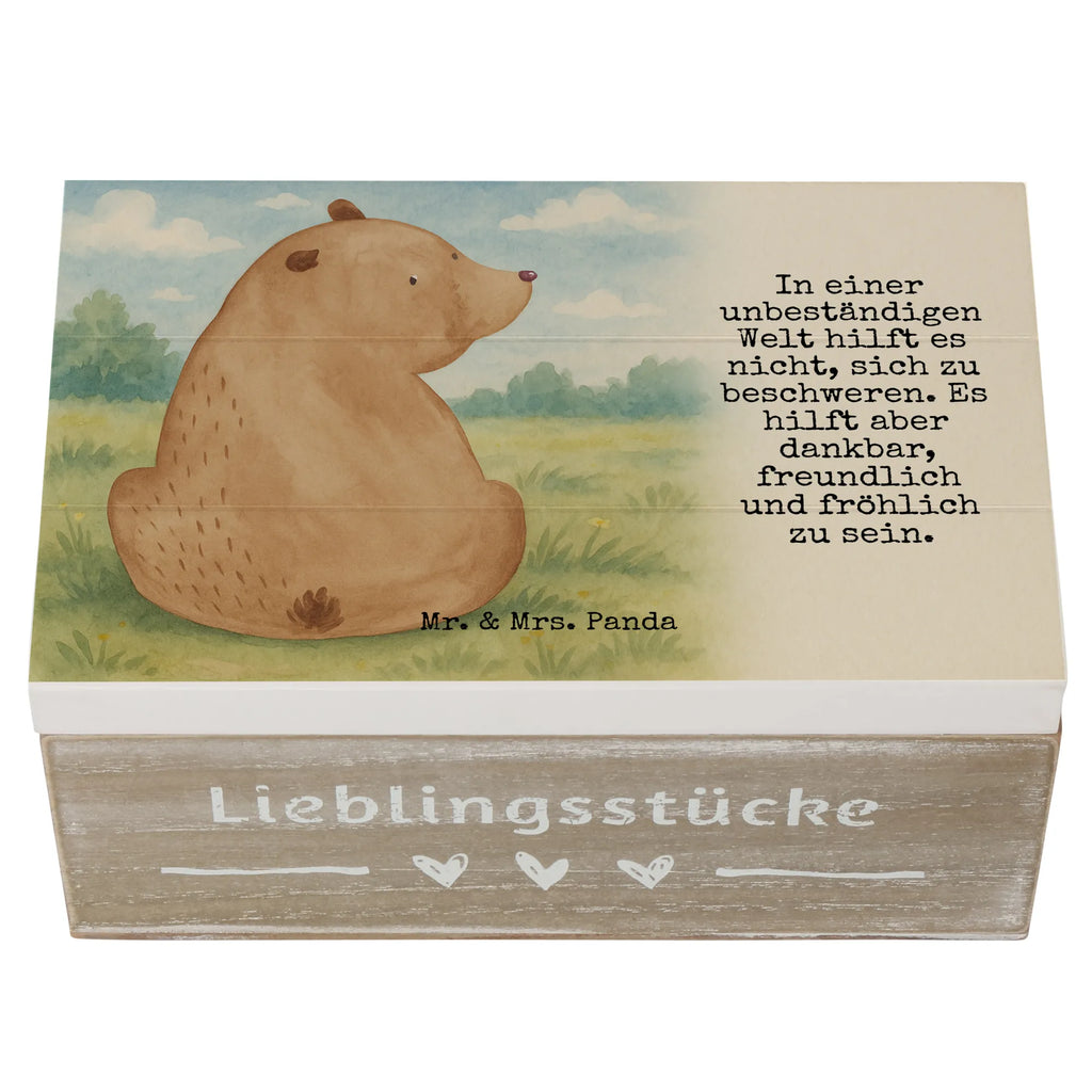 Holzkiste Bär Schulterblick Design Kiste, XXL, Schatzkiste, Erinnerungsbox, Holzkiste, Aufbewahrungsbox, Geschenkdose, Schatulle, Geschenkbox, Erinnerungskiste, Dekokiste, Truhe, Bär, Teddy, Teddybär, Weisheit, Selbstachtung, Bärenliebe, Motivation, Bären, Weltansicht