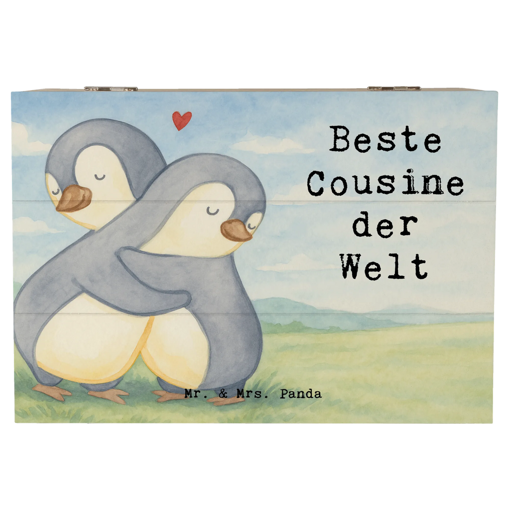 Wooden chest penguin best cousin in the world Design Aufbewahrungsbox, Holzkiste, Schatzkiste, Schatulle, Erinnerungsbox, Geschenkdose, Geschenkbox, Erinnerungskiste, Dekokiste, Kiste, XXL, Truhe, für, Dankeschön, Geschenk, Schenken, Geburtstag, Geburtstagsgeschenk, Geschenkidee, Danke, Bedanken, Mitbringsel, Freude machen, Geschenktipp, Familie, Verwandtschaft, Kusine, Cousin, Tochter von Onkel, Tochter von Tante, Cousine, Cousinchen, Kousine