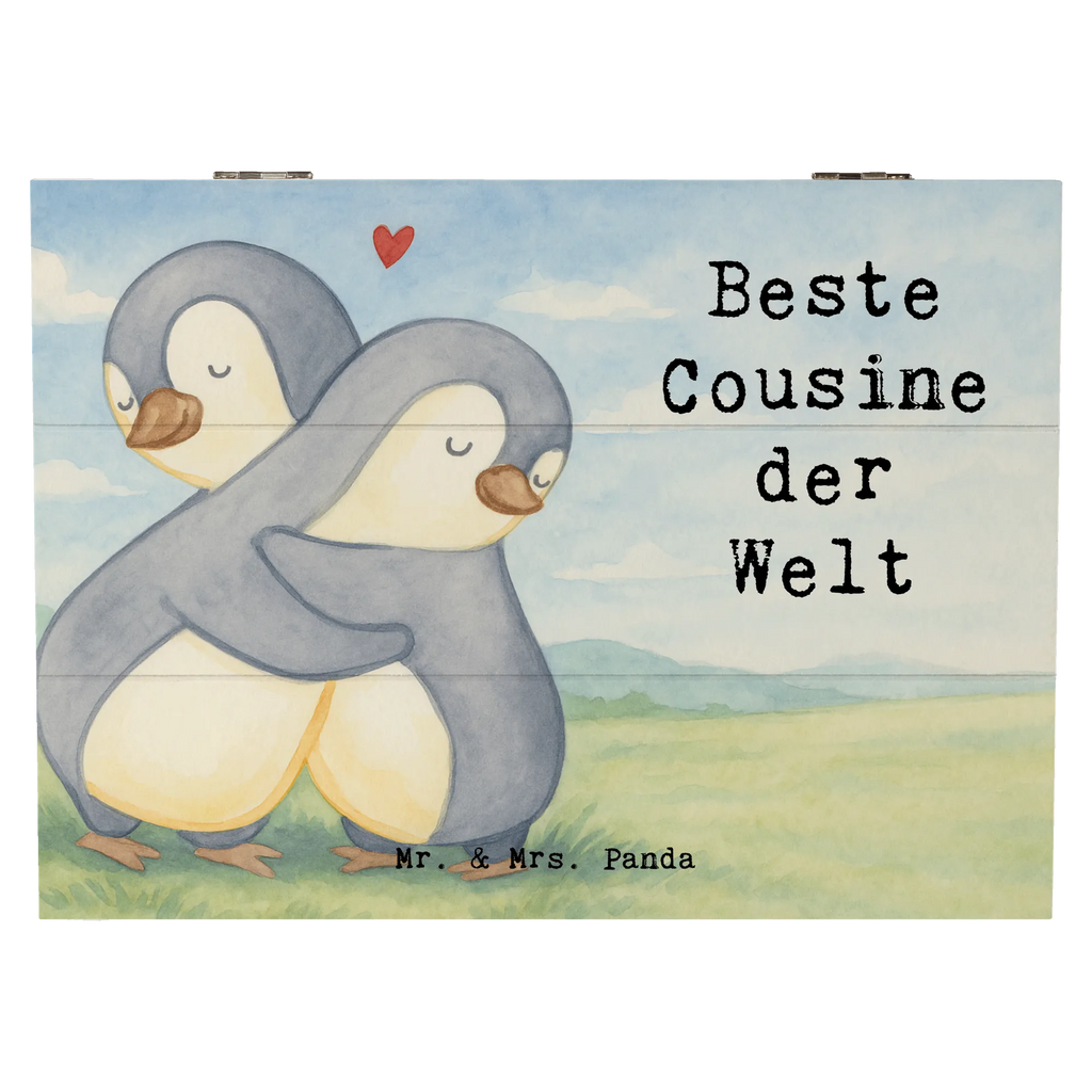 Wooden chest penguin best cousin in the world Design Aufbewahrungsbox, Holzkiste, Schatzkiste, Schatulle, Erinnerungsbox, Geschenkdose, Geschenkbox, Erinnerungskiste, Dekokiste, Kiste, XXL, Truhe, für, Dankeschön, Geschenk, Schenken, Geburtstag, Geburtstagsgeschenk, Geschenkidee, Danke, Bedanken, Mitbringsel, Freude machen, Geschenktipp, Familie, Verwandtschaft, Kusine, Cousin, Tochter von Onkel, Tochter von Tante, Cousine, Cousinchen, Kousine