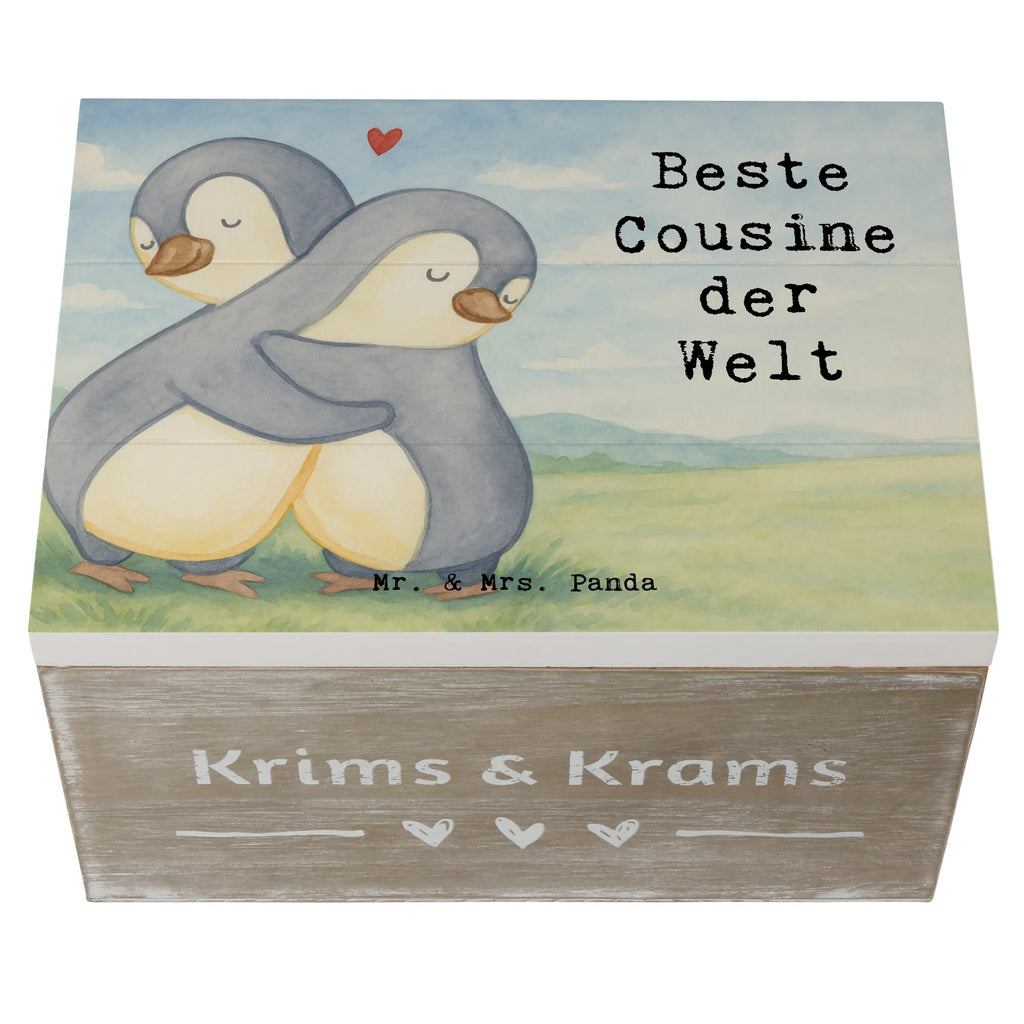 Wooden chest penguin best cousin in the world Design Aufbewahrungsbox, Holzkiste, Schatzkiste, Schatulle, Erinnerungsbox, Geschenkdose, Geschenkbox, Erinnerungskiste, Dekokiste, Kiste, XXL, Truhe, für, Dankeschön, Geschenk, Schenken, Geburtstag, Geburtstagsgeschenk, Geschenkidee, Danke, Bedanken, Mitbringsel, Freude machen, Geschenktipp, Familie, Verwandtschaft, Kusine, Cousin, Tochter von Onkel, Tochter von Tante, Cousine, Cousinchen, Kousine