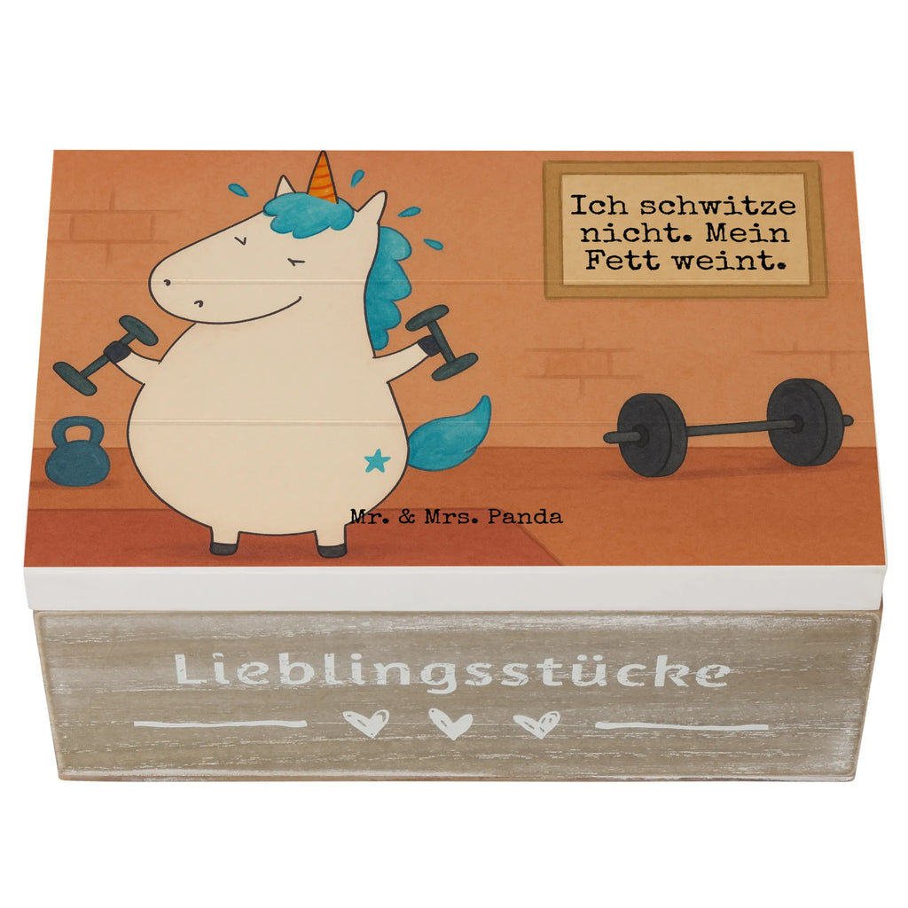 Holzkiste Einhorn Fitness Design Truhe, XXL, Geschenkbox, Schatzkiste, Holzkiste, Kiste, Schatulle, Aufbewahrungsbox, Geschenkdose, Erinnerungskiste, Dekokiste, Erinnerungsbox, Einhorn, Einhörner, Einhorn Deko, Unicorn, Gym, Fitnessstudio, Geräte, Fitness, Pumpen, Sixpack, Abnehmen, Sport, Diät