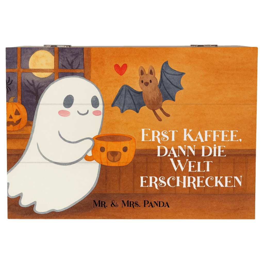 Skrzynia drewniana Duch kawa Design Erinnerungsbox, Aufbewahrungsbox, XXL, Holzkiste, Erinnerungskiste, Geschenkdose, Truhe, Dekokiste, Schatulle, Schatzkiste, Kiste, Geschenkbox, Halloween, Deko, Martinssingen, Dekoration, Geschenke, Schenken, Gespenst, Kaffee