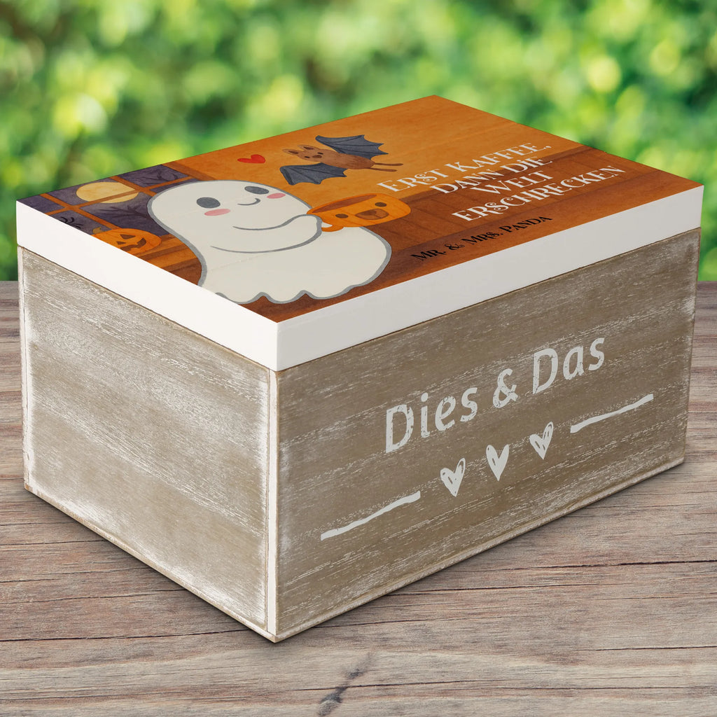 Skrzynia drewniana Duch kawa Design Erinnerungsbox, Aufbewahrungsbox, XXL, Holzkiste, Erinnerungskiste, Geschenkdose, Truhe, Dekokiste, Schatulle, Schatzkiste, Kiste, Geschenkbox, Halloween, Deko, Martinssingen, Dekoration, Geschenke, Schenken, Gespenst, Kaffee
