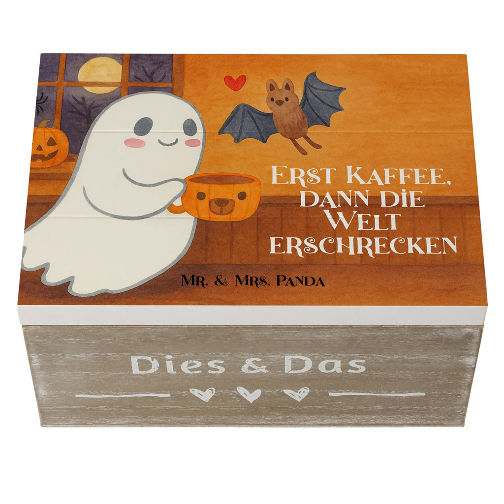 Skrzynia drewniana Duch kawa Design Erinnerungsbox, Aufbewahrungsbox, XXL, Holzkiste, Erinnerungskiste, Geschenkdose, Truhe, Dekokiste, Schatulle, Schatzkiste, Kiste, Geschenkbox, Halloween, Deko, Martinssingen, Dekoration, Geschenke, Schenken, Gespenst, Kaffee