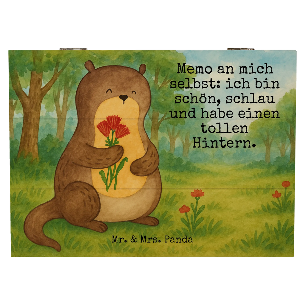 Holzkiste Otter Blumenstrauß Design Erinnerungsbox, Kiste, XXL, Schatulle, Dekokiste, Aufbewahrungsbox, Geschenkdose, Schatzkiste, Truhe, Erinnerungskiste, Holzkiste, Geschenkbox, Otter, Fischotter, Seeotter, Otter Seeotter See Otter