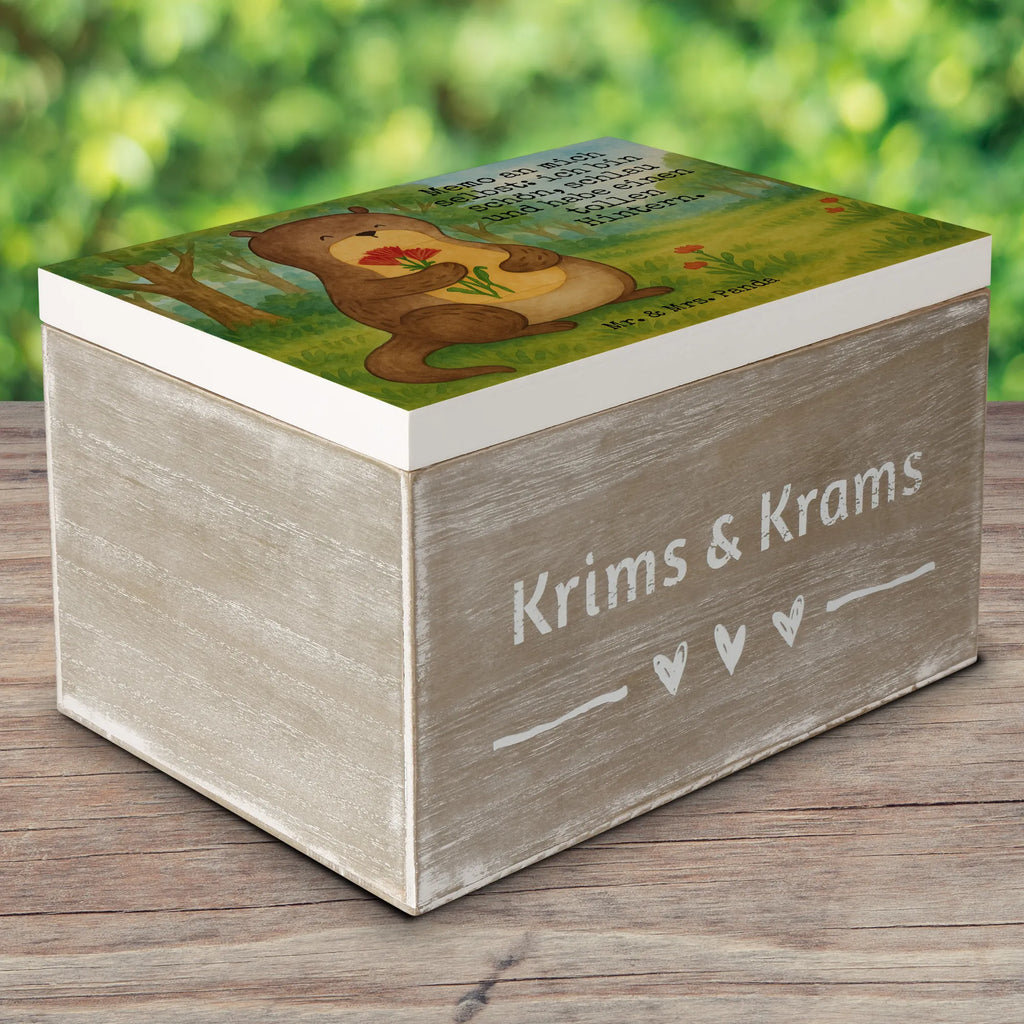 Holzkiste Otter Blumenstrauß Design Erinnerungsbox, Kiste, XXL, Schatulle, Dekokiste, Aufbewahrungsbox, Geschenkdose, Schatzkiste, Truhe, Erinnerungskiste, Holzkiste, Geschenkbox, Otter, Fischotter, Seeotter, Otter Seeotter See Otter