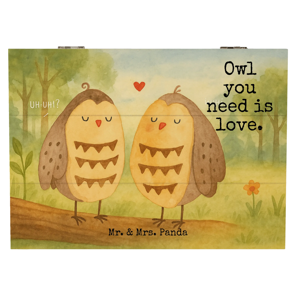 Holzkiste Eulen Liebe Design Erinnerungsbox, Geschenkbox, Kiste, Holzkiste, Schatulle, Truhe, XXL, Aufbewahrungsbox, Erinnerungskiste, Schatzkiste, Geschenkdose, Dekokiste, Eule, All you need is love, Hochzeit Spruch, Liebe, Owl, Freund, Wortspiel lustig, Eule Deko, Freundin Geschenk, Liebe Spruch