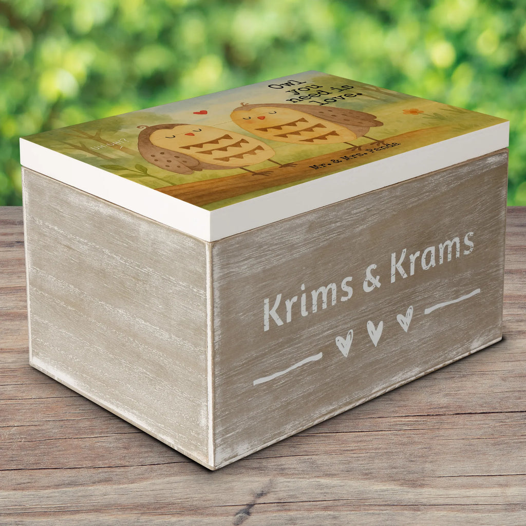 Holzkiste Eulen Liebe Design Erinnerungsbox, Geschenkbox, Kiste, Holzkiste, Schatulle, Truhe, XXL, Aufbewahrungsbox, Erinnerungskiste, Schatzkiste, Geschenkdose, Dekokiste, Eule, All you need is love, Hochzeit Spruch, Liebe, Owl, Freund, Wortspiel lustig, Eule Deko, Freundin Geschenk, Liebe Spruch