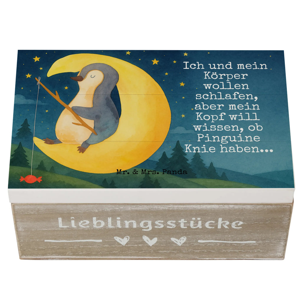 Skrzynia drewniana pingwin księżyc Design Geschenkdose, Kiste, Erinnerungskiste, Dekokiste, Schatulle, Truhe, Holzkiste, Aufbewahrungsbox, Erinnerungsbox, Schatzkiste, XXL, Geschenkbox, Pinguin, Einschlafen, Schlafzimmer, schlafen, Spruch, Schlafstörungen, Pinguine, Nachtruhe, Gästezimmer