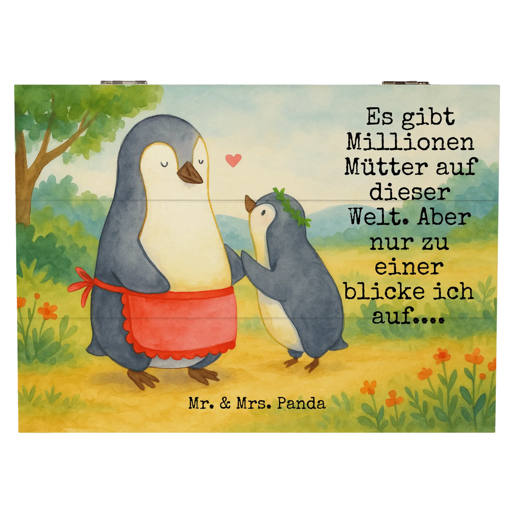 Holzkiste Pinguin mit Kind Design Aufbewahrungsbox, Dekokiste, XXL, Erinnerungskiste, Holzkiste, Erinnerungsbox, Truhe, Geschenkdose, Schatulle, Geschenkbox, Kiste, Schatzkiste, Familie, Vatertag, Muttertag, Bruder, Schwester, Mama, Papa, Oma, Opa, Mutti, Mami, Geburststag, Mutter, Geschenk