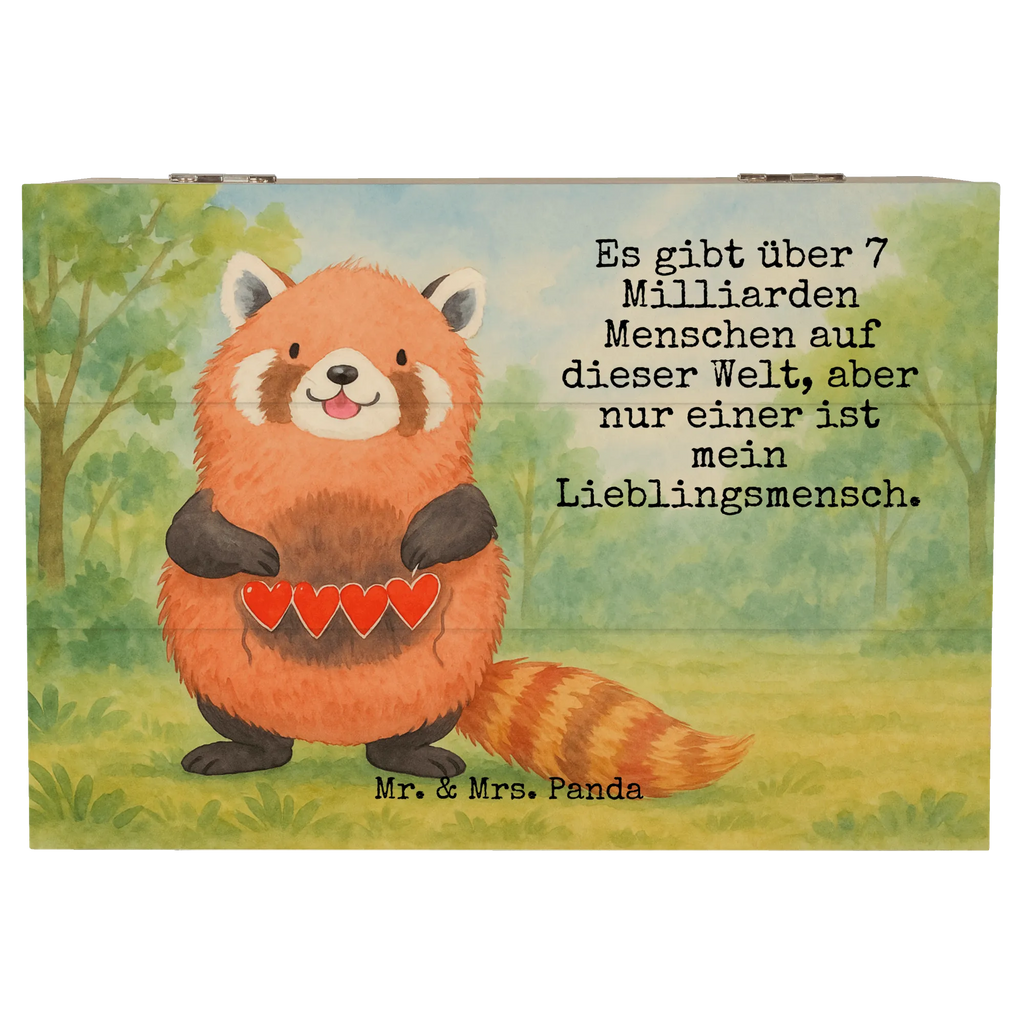 Holzkiste Roter Panda Design XXL, Geschenkbox, Erinnerungsbox, Holzkiste, Kiste, Truhe, Schatzkiste, Dekokiste, Aufbewahrungsbox, Erinnerungskiste, Schatulle, Geschenkdose, Tiermotive, Gute Laune, lustige Sprüche, Tiere, Panda, Liebe, Liebling, Herz, Rot, Lieblingsmensch
