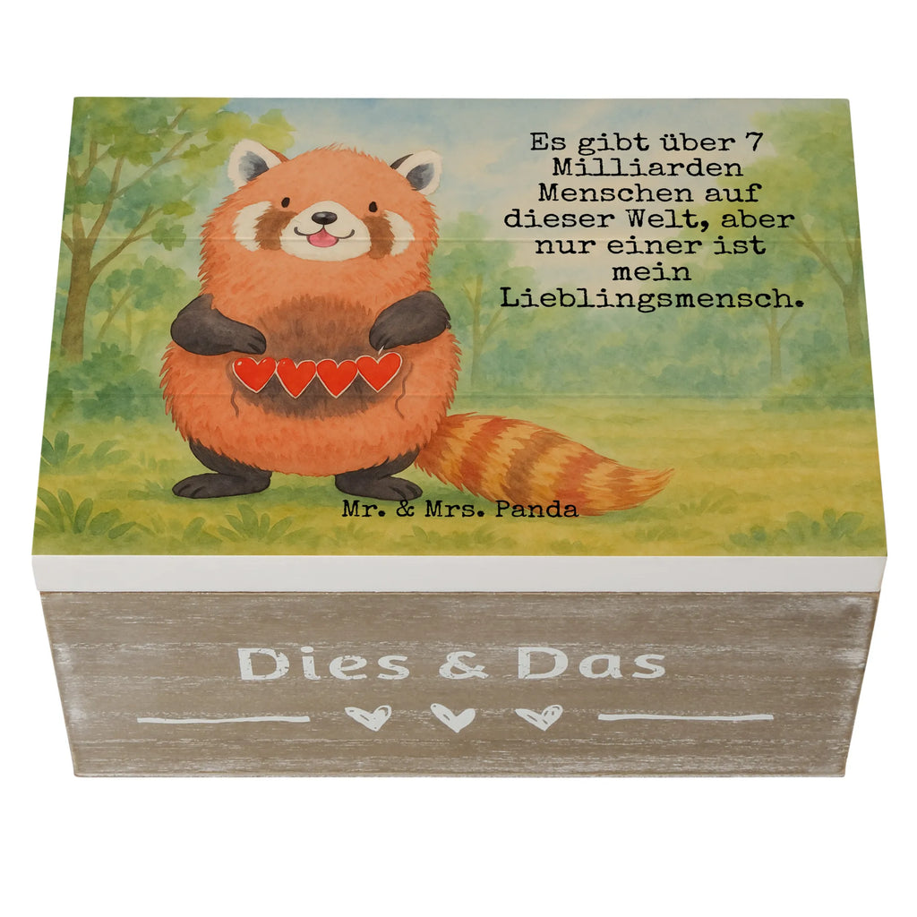 Holzkiste Roter Panda Design XXL, Geschenkbox, Erinnerungsbox, Holzkiste, Kiste, Truhe, Schatzkiste, Dekokiste, Aufbewahrungsbox, Erinnerungskiste, Schatulle, Geschenkdose, Tiermotive, Gute Laune, lustige Sprüche, Tiere, Panda, Liebe, Liebling, Herz, Rot, Lieblingsmensch