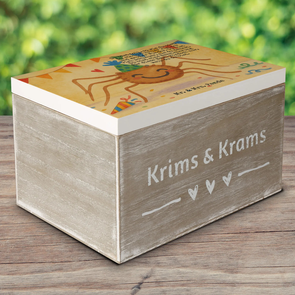 Holzkiste Spinne Agathe Party Design Dekokiste, Erinnerungskiste, Kiste, Geschenkdose, Erinnerungsbox, Schatulle, Geschenkbox, Aufbewahrungsbox, Schatzkiste, Truhe, XXL, Holzkiste, Spinne Agathe, Spinne, Agathe, Videos, Merchandise, Motivation, Glück, Wunder, Selbstliebe