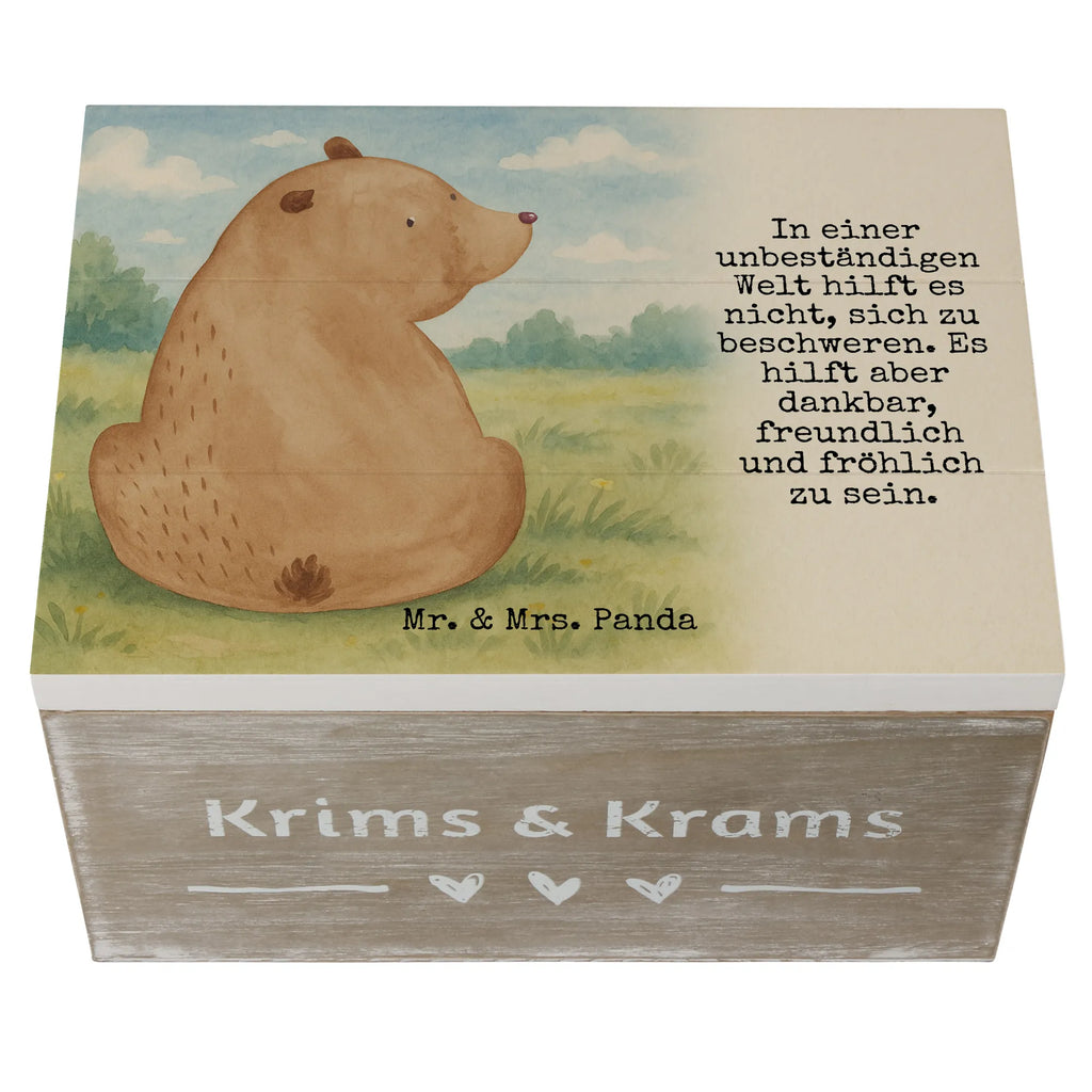 Holzkiste Bär Schulterblick Design Kiste, XXL, Schatzkiste, Erinnerungsbox, Holzkiste, Aufbewahrungsbox, Geschenkdose, Schatulle, Geschenkbox, Erinnerungskiste, Dekokiste, Truhe, Bär, Teddy, Teddybär, Weisheit, Selbstachtung, Bärenliebe, Motivation, Bären, Weltansicht
