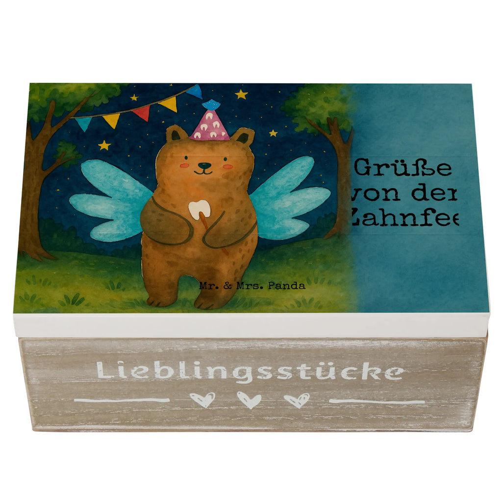 Holzkiste Bär Zahnfee Design Schatulle, Schatzkiste, Aufbewahrungsbox, Geschenkdose, Dekokiste, Geschenkbox, Kiste, Erinnerungskiste, Erinnerungsbox, Holzkiste, XXL, Truhe, Bär, Teddy, Teddybär, Milchzahn, Zahnfee, Erster Zahn, Fee
