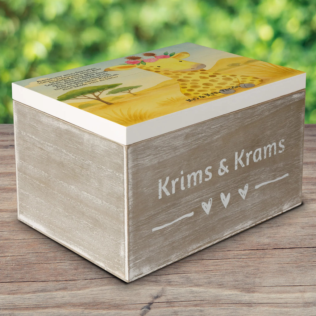 Skrzynia drewniana żyrafa Wieniec kwiatów Design XXL, Truhe, Dekokiste, Erinnerungskiste, Kiste, Geschenkbox, Schatzkiste, Holzkiste, Erinnerungsbox, Aufbewahrungsbox, Geschenkdose, Schatulle, Afrika, Wildtiere, Giraffe, Selbstliebe, Freundin, Blumenkranz, Abenteurer