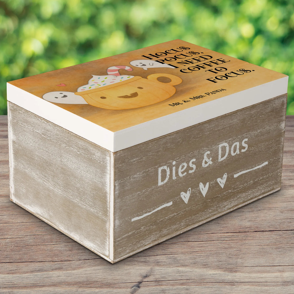 Skrzynia drewniana Kawa Duch Design Erinnerungskiste, Erinnerungsbox, Schatzkiste, Kiste, Aufbewahrungsbox, Dekokiste, Holzkiste, Truhe, Geschenkbox, Geschenkdose, XXL, Schatulle, Halloween, Deko, Martinssingen, Dekoration, Geschenke, Schenken, Süßes sonst gibt's saures, Halloween Deko, Pumpkin spiced Latte, Kaffee, Gespenst, Trick or Treat