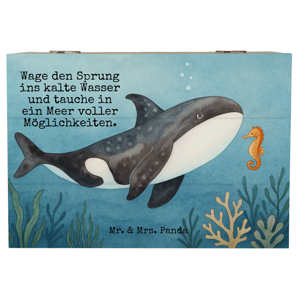 Holzkiste Orca Design Dekokiste, Kiste, Holzkiste, Schatzkiste, XXL, Erinnerungsbox, Geschenkdose, Geschenkbox, Erinnerungskiste, Schatulle, Truhe, Aufbewahrungsbox, Meerestiere, Meer, Urlaub, Motivation, Orcas, Orca, Killerwal, Möglichkeiten, Büro, Startup, Neustart, Arbeit, Wal, Selbstliebe