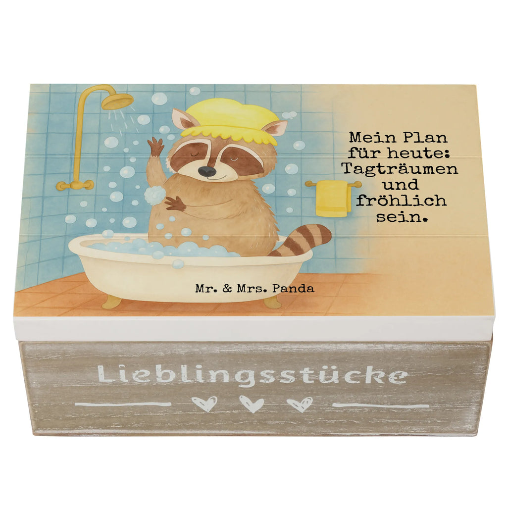 Wooden chest Raccoon Design Schatzkiste, Geschenkbox, Geschenkdose, Erinnerungsbox, Dekokiste, Kiste, XXL, Holzkiste, Erinnerungskiste, Truhe, Aufbewahrungsbox, Schatulle, Tiermotive, Gute Laune, lustige Sprüche, Tiere, Fröhlich, Waschbär, Seifenblasen, Tagträumen, waschen, Plan
