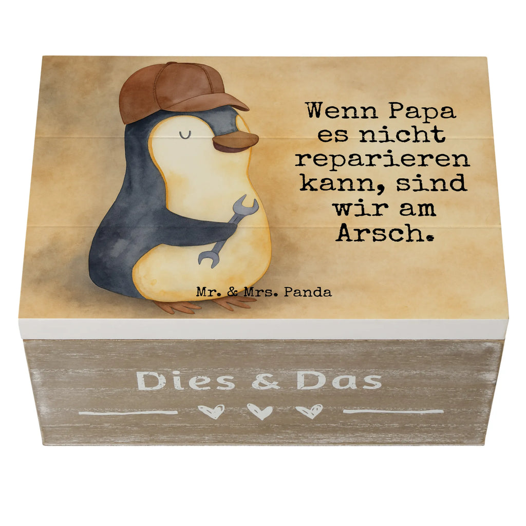 Holzkiste Wenn Papa es nicht reparieren kann, sind wir am Arsch Design Schatzkiste, Dekokiste, Truhe, Aufbewahrungsbox, Geschenkbox, Holzkiste, XXL, Erinnerungsbox, Erinnerungskiste, Geschenkdose, Schatulle, Kiste, Familie, Vatertag, Muttertag, Bruder, Schwester, Mama, Papa, Oma, Opa, Geschenk Papa, Bester Papa der Welt, Vater