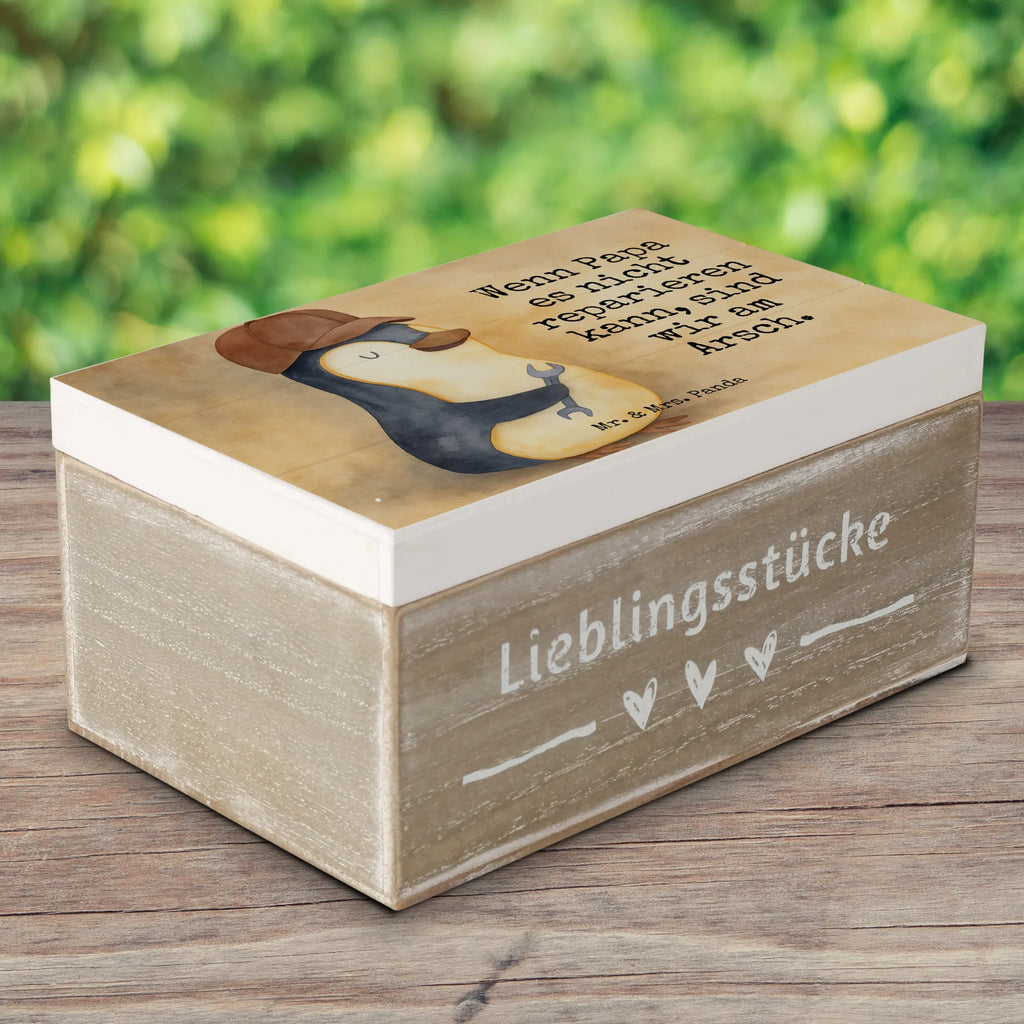 Holzkiste Wenn Papa es nicht reparieren kann, sind wir am Arsch Design Schatzkiste, Dekokiste, Truhe, Aufbewahrungsbox, Geschenkbox, Holzkiste, XXL, Erinnerungsbox, Erinnerungskiste, Geschenkdose, Schatulle, Kiste, Familie, Vatertag, Muttertag, Bruder, Schwester, Mama, Papa, Oma, Opa, Geschenk Papa, Bester Papa der Welt, Vater