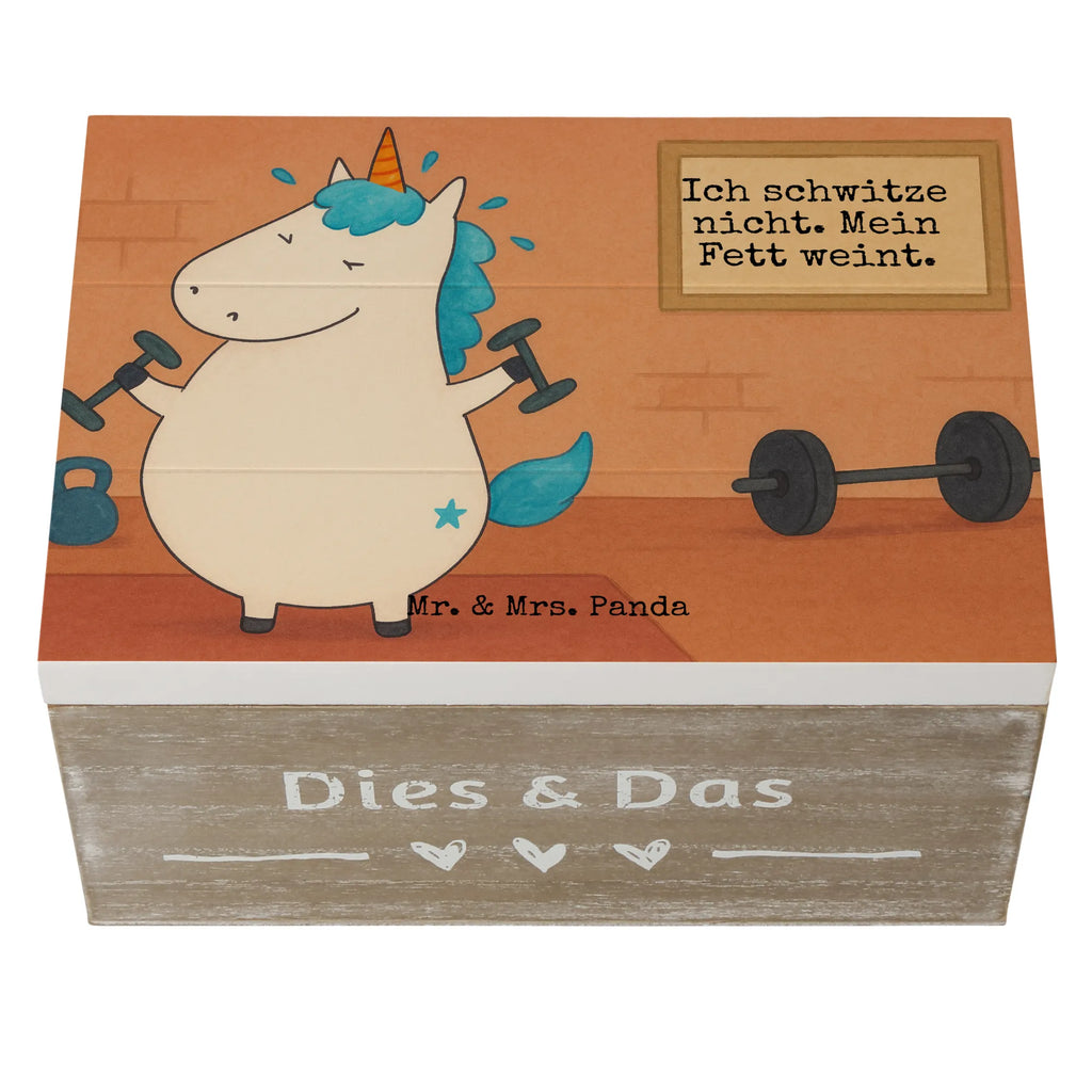 Holzkiste Einhorn Fitness Design Truhe, XXL, Geschenkbox, Schatzkiste, Holzkiste, Kiste, Schatulle, Aufbewahrungsbox, Geschenkdose, Erinnerungskiste, Dekokiste, Erinnerungsbox, Einhorn, Einhörner, Einhorn Deko, Unicorn, Gym, Fitnessstudio, Geräte, Fitness, Pumpen, Sixpack, Abnehmen, Sport, Diät