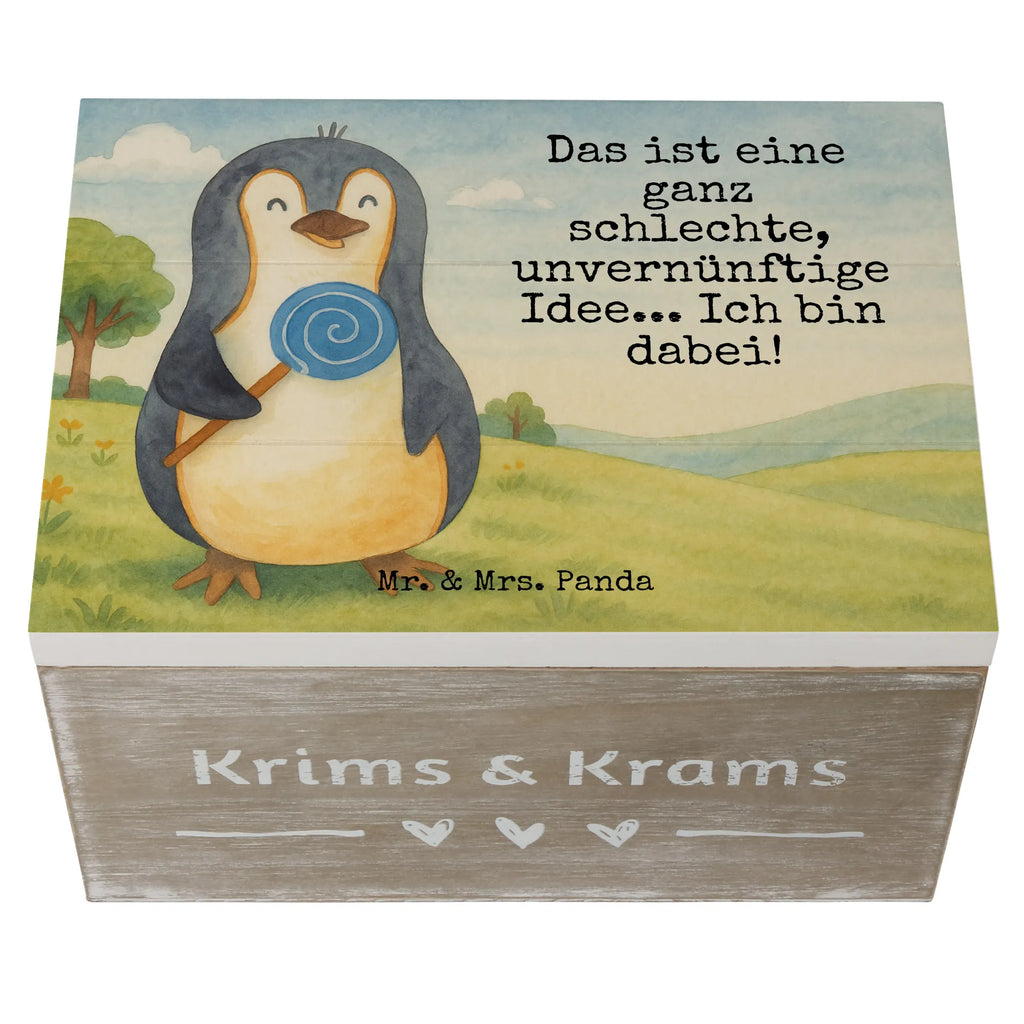 Wooden chest Penguin lollipop Design Schatzkiste, Geschenkdose, Erinnerungskiste, Aufbewahrungsbox, Truhe, XXL, Schatulle, Geschenkbox, Kiste, Dekokiste, Erinnerungsbox, Holzkiste, Pinguin, Lolli, Rabauke, Gauner, Spruch, Süßigkeiten, Ganove, Pinguine, Rebell, Blödsinn