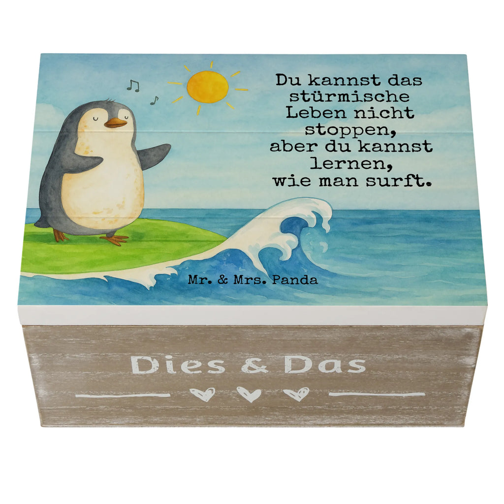 Holzkiste Pinguin Surfer Design Truhe, XXL, Kiste, Erinnerungsbox, Geschenkdose, Holzkiste, Geschenkbox, Erinnerungskiste, Schatzkiste, Schatulle, Aufbewahrungsbox, Dekokiste, Pinguin, Hawaii, Wellen, Pinguine, Portugal, Urlaub, surfen, Surfer, Wellen reiten