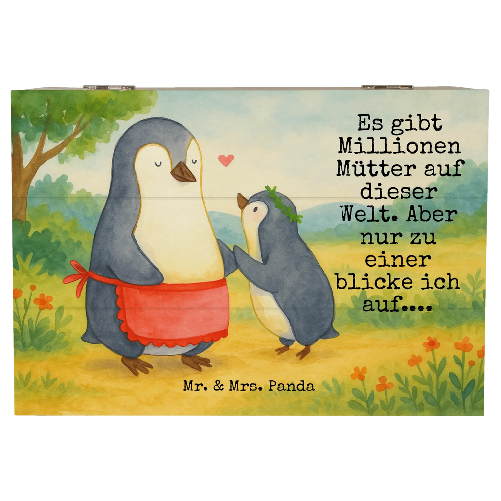 Holzkiste Pinguin mit Kind Design Aufbewahrungsbox, Dekokiste, XXL, Erinnerungskiste, Holzkiste, Erinnerungsbox, Truhe, Geschenkdose, Schatulle, Geschenkbox, Kiste, Schatzkiste, Familie, Vatertag, Muttertag, Bruder, Schwester, Mama, Papa, Oma, Opa, Mutti, Mami, Geburststag, Mutter, Geschenk