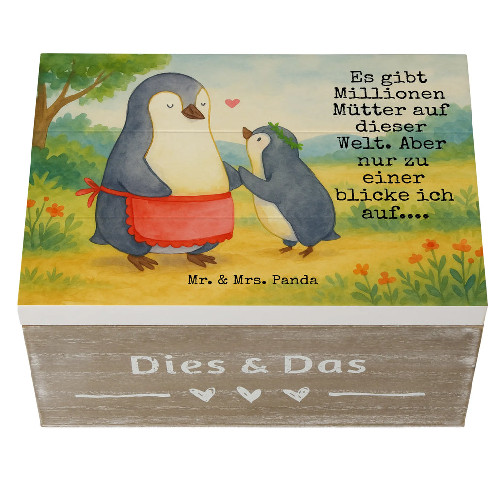 Holzkiste Pinguin mit Kind Design Aufbewahrungsbox, Dekokiste, XXL, Erinnerungskiste, Holzkiste, Erinnerungsbox, Truhe, Geschenkdose, Schatulle, Geschenkbox, Kiste, Schatzkiste, Familie, Vatertag, Muttertag, Bruder, Schwester, Mama, Papa, Oma, Opa, Mutti, Mami, Geburststag, Mutter, Geschenk