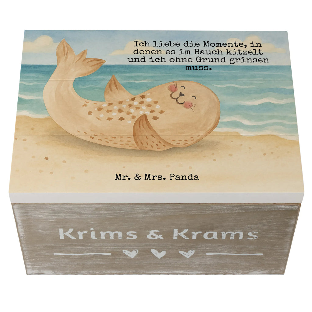 Holzkiste Robbe Liegen Design Holzkiste, Geschenkbox, XXL, Aufbewahrungsbox, Geschenkdose, Kiste, Schatzkiste, Erinnerungsbox, Dekokiste, Schatulle, Truhe, Erinnerungskiste, Tiermotive, Gute Laune, lustige Sprüche, Tiere, Lachen, Nordsee, Robbe, Robben, Meerestier, Freude, Strand, Seehund, Ostsee