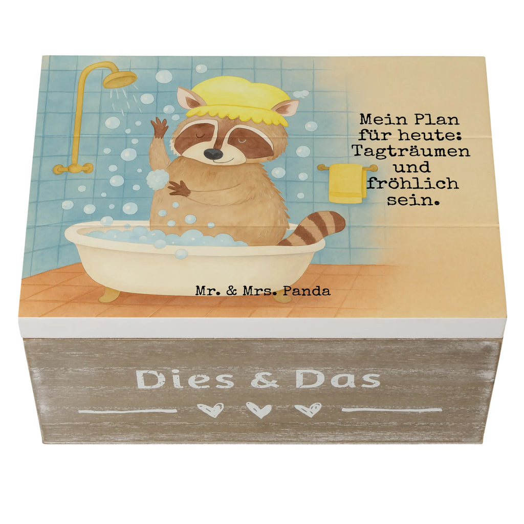 Wooden chest Raccoon Design Schatzkiste, Geschenkbox, Geschenkdose, Erinnerungsbox, Dekokiste, Kiste, XXL, Holzkiste, Erinnerungskiste, Truhe, Aufbewahrungsbox, Schatulle, Tiermotive, Gute Laune, lustige Sprüche, Tiere, Fröhlich, Waschbär, Seifenblasen, Tagträumen, waschen, Plan