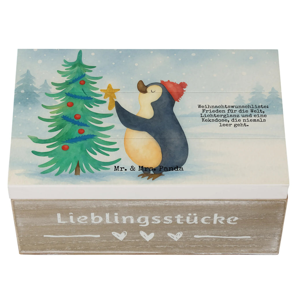 Holzkiste Pinguin Weihnachtsbaum Design Erinnerungskiste, Aufbewahrungsbox, Truhe, Geschenkdose, Dekokiste, Geschenkbox, Kiste, Schatzkiste, Schatulle, XXL, Holzkiste, Erinnerungsbox, Winter, Weihnachten, Weihnachtsdeko, Nikolaus, Advent, Heiligabend, Wintermotiv, Pinguin