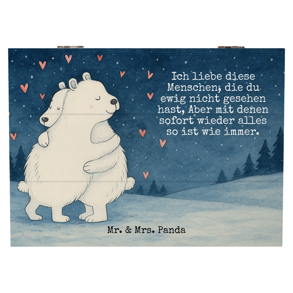 Wooden chest Icebear Embrace Design Truhe, Kiste, Geschenkbox, Erinnerungsbox, Aufbewahrungsbox, Schatzkiste, Holzkiste, Erinnerungskiste, XXL, Schatulle, Dekokiste, Geschenkdose, Tiermotive, Gute Laune, lustige Sprüche, Tiere