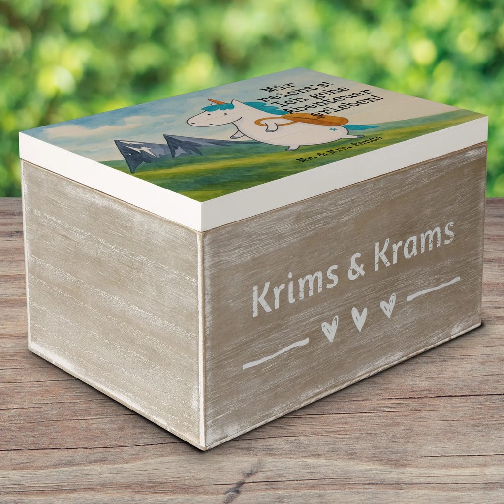 Skrzynia drewniana jednorożec alpinista Design Erinnerungsbox, Schatulle, Kiste, Schatzkiste, Erinnerungskiste, Truhe, Holzkiste, Dekokiste, Aufbewahrungsbox, Geschenkbox, XXL, Geschenkdose, Einhorn, Einhörner, Einhorn Deko, Unicorn, Abenteurer, Abenteuer, Weltenbummler, Bergsteiger, Weltreise, Reisen, Urlaub, Berge, Entdecker