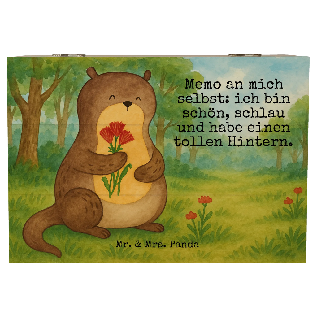 Holzkiste Otter Blumenstrauß Design Erinnerungsbox, Kiste, XXL, Schatulle, Dekokiste, Aufbewahrungsbox, Geschenkdose, Schatzkiste, Truhe, Erinnerungskiste, Holzkiste, Geschenkbox, Otter, Fischotter, Seeotter, Otter Seeotter See Otter