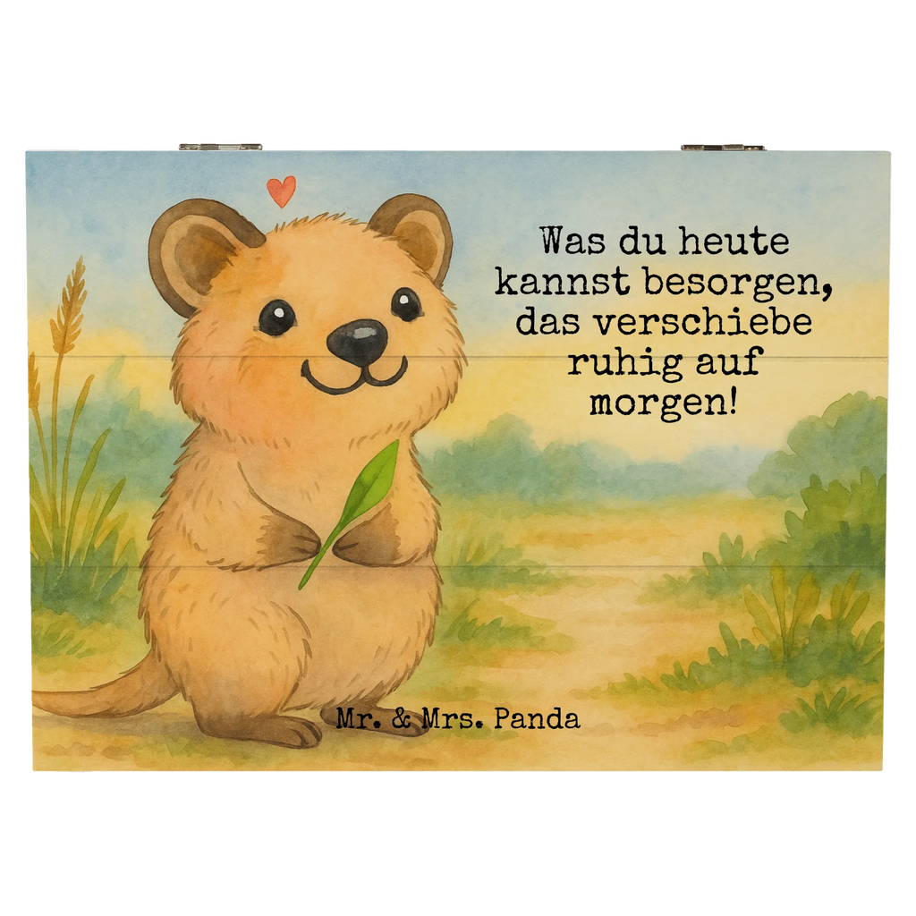 Wooden chest Quokka Happy Design XXL, Truhe, Kiste, Holzkiste, Erinnerungsbox, Dekokiste, Aufbewahrungsbox, Erinnerungskiste, Geschenkbox, Geschenkdose, Schatzkiste, Schatulle, Tiermotive, Gute Laune, lustige Sprüche, Tiere, Dinge erledigen, Lustiger Spruch, Quokka, Niedliches Tier, Verschieben, Aufschieberitis
