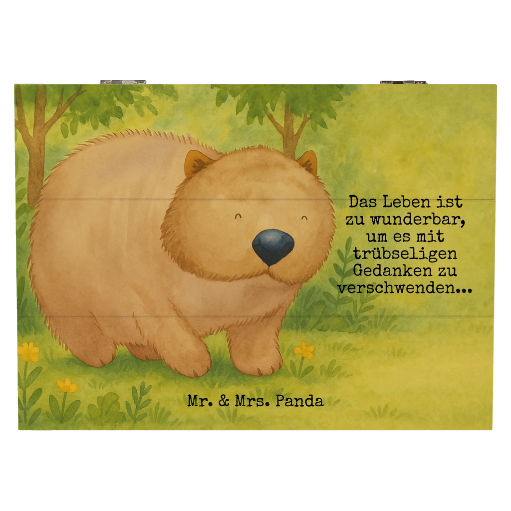 Skrzynia drewniana Wombat Design Aufbewahrungsbox, Truhe, Dekokiste, Erinnerungsbox, Erinnerungskiste, Geschenkbox, Kiste, Schatulle, Schatzkiste, Holzkiste, XXL, Geschenkdose, Tiermotive, Gute Laune, lustige Sprüche, Tiere, Australien, Das Leben ist schön, Spruch, Wombat, Motivation