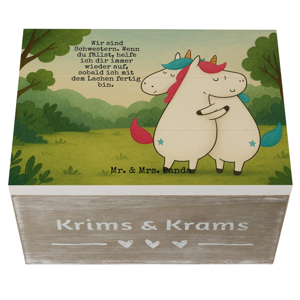 Holzkiste Einhörner Umarmen Design Truhe, Aufbewahrungsbox, Geschenkdose, Erinnerungsbox, XXL, Schatulle, Erinnerungskiste, Geschenkbox, Kiste, Schatzkiste, Dekokiste, Holzkiste, Einhorn, Einhörner, Einhorn Deko, Unicorn, Freundinnen, Geschwister, Liebe, Schwester, BFF, Freundin, Schwestern, Sister, Familie